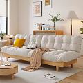 White Double Sofa With Yellow Cushions Brown Throw Blanket Wooden Frame Modern Cozy Living Room