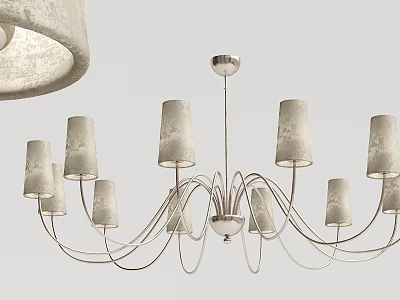 Modern Chandelier With Multiple Fabric Shades And Elegant Metal Frame Design 3d model