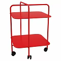 Red Two Tier Rolling Storage Shelf With Wheels For Home Organization