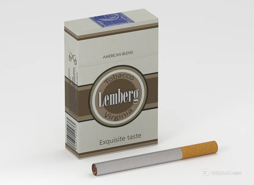 Lemberg Virginia Cigarette Pack With American Blend And Exquisite Taste And Cigarette 3d model 