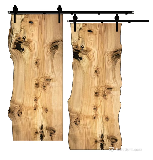 Rustic Wooden Barn Door Design With Natural Wood Grain And Knots For Interior Home Decoration 3d model 