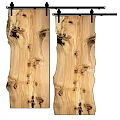 Rustic Wooden Barn Door Design With Natural Wood Grain And Knots For Interior Home Decoration