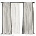 Modern Double Layer Curtains with Light Gray Heavy Panels and White Sheer Interior Design 3d model
