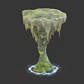 Cartoon Scene 3D Model With Green Vegetation White Decorative Edges And Reflective Ripple Base