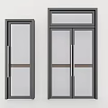 Modern Black Frame Double Doors With Glass Panels And Metal Handles