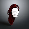 Character White Head Model with Long Red Hair and Braided Hairstyle