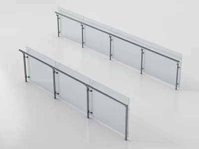 Modern Glass Railings With Sleek Metal Frames And Transparent Panels For Indoor Spaces 3d model