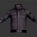 Dark Purple Utility Jacket with Stand Up Collar Epaulettes and Chest Pockets