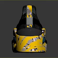 Modern Sporty Sneakers With Yellow Camo Sole Black Upper Blue Cushion And Strap Design