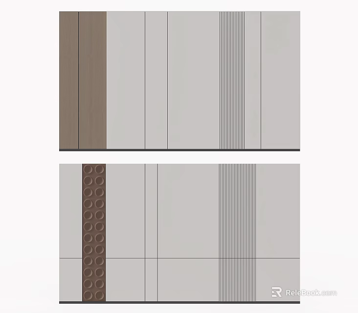 Modern Background Wall Design With Gray Brown Panels And Textured Patterns 3d model