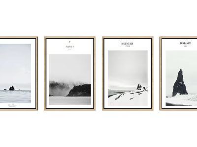Black and White Nature Landscape Framed Wall Art for Home Decoration 3d model