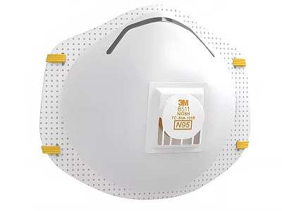 3M N95 Respirator Mask 8511 White Disposable With Yellow Ear Loops And Valve 3d model