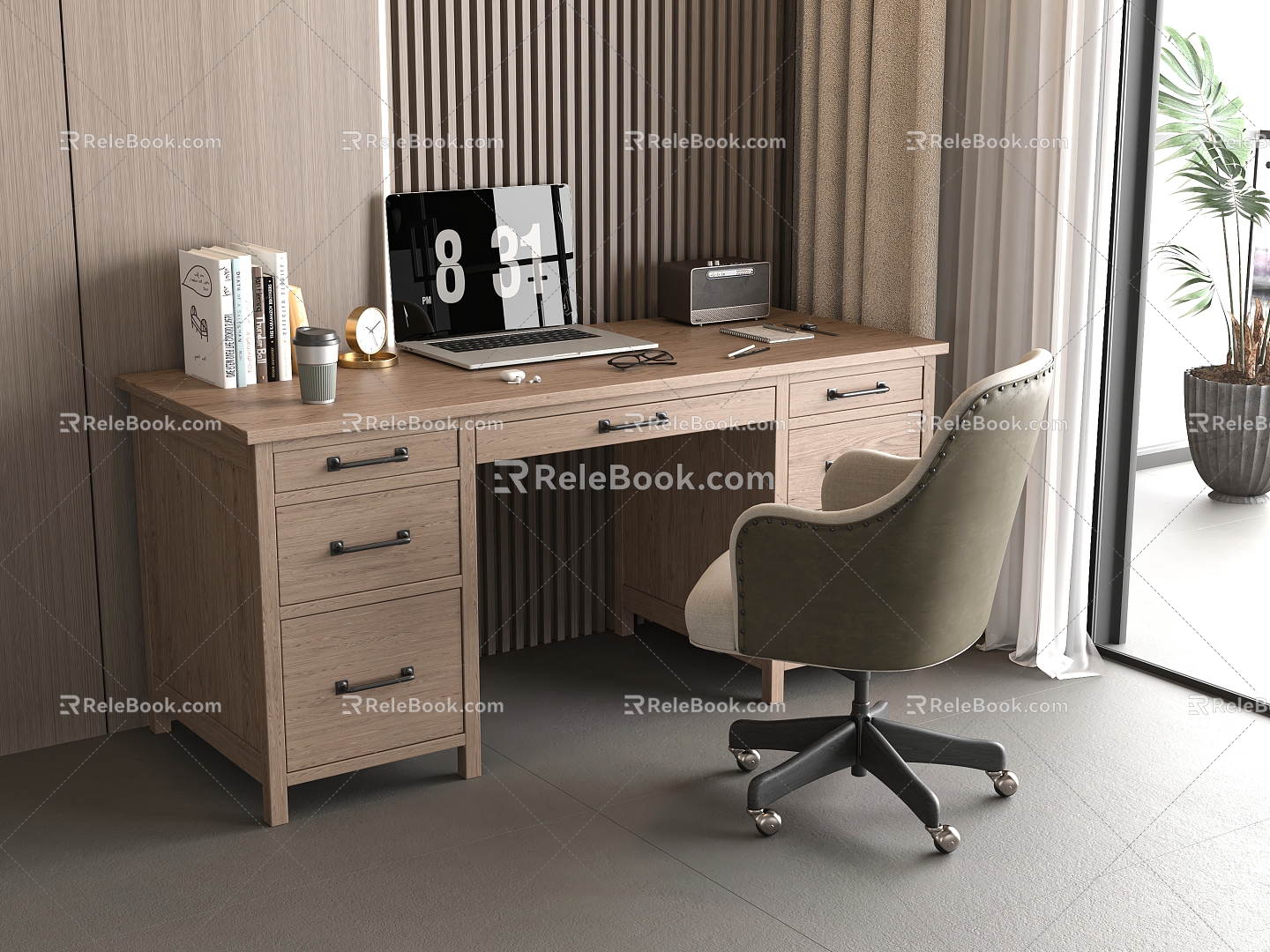 Desk and Chair Combination Office Chair Office Supplies model