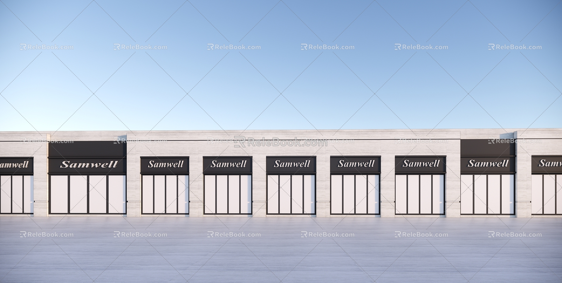 Modern Commercial Street Simple Commercial Street 3d model