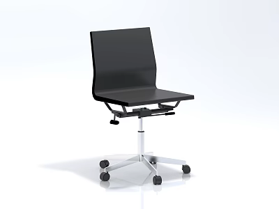 Modern Black Office Chair Ergonomic Design with Silver Metal Base and Rolling Casters 3d model