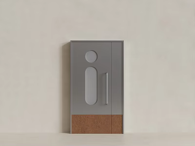 Contemporary Double Door Design With Gray Surface Wooden Bottom And Decorative Cutouts 3d model