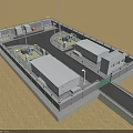 Industrial Factory Complex With Multiple Buildings Equipment And Infrastructure Layout 3d model