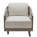 Modern Leisure Chair with Wooden Frame Crossed Armrest and Light Cushion