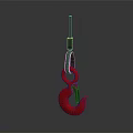 Red Industrial Lifting Hook With Black Connector And Steel Shank