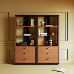 Log Style Bookcase Storage Cabinet Side Cabinet 3d model