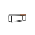 Stylish Ottoman With Metal Frame Gray Padded Seat And Brown Storage Section