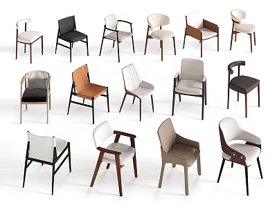 Modern Dining Chair Leather Chair Cloth Chair Stainless Steel 3d model