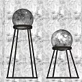 Modern Spherical Floor Lamps With Moon Textured Shades And Metal Tripod Bases