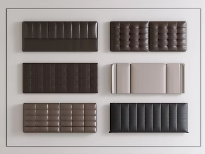 Various Tufted Bedroom Headboards In Brown Black And Beige Leather Designs 3d model
