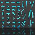 Diverse Blue Vector Line Design Elements With Arrows Curved Shapes And Reflections 3d model