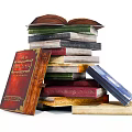 Stack of Colorful Books With Open Pages And Various Cover Designs