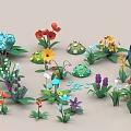 Cartoon Plant Cartoon Grass Cartoon Flower Cartoon Shrub Flower Low Plant Plant Pile Water Grass 3d model