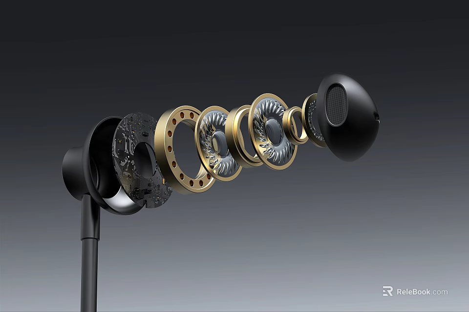 Premium Audio Headphones Disassembled Internal Components Featuring Metallic Black Design And High Quality Parts 3d model 