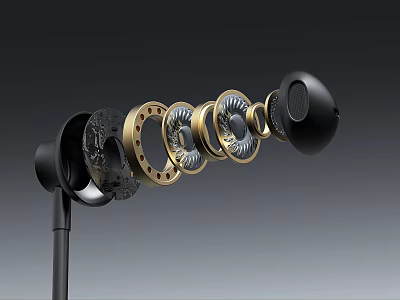 Premium Audio Headphones Disassembled Internal Components Featuring Metallic Black Design And High Quality Parts 3d model
