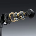 Premium Audio Headphones Disassembled Internal Components Featuring Metallic Black Design And High Quality Parts