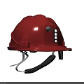 Red Safety Helmet With Headlamp For Protective Workwear Gear And Adjustment Strap