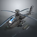 Gray Military Helicopter With Rotors Radar Dome Cockpit And Missiles