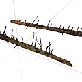 Natural Stone Wood Branches With Sharp Thorns And Rough Texture 3d model