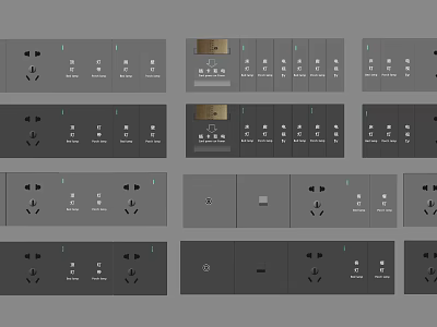 Modern Switch Panel Collection With Various Configurations And Socket Combinations For Home 3d model