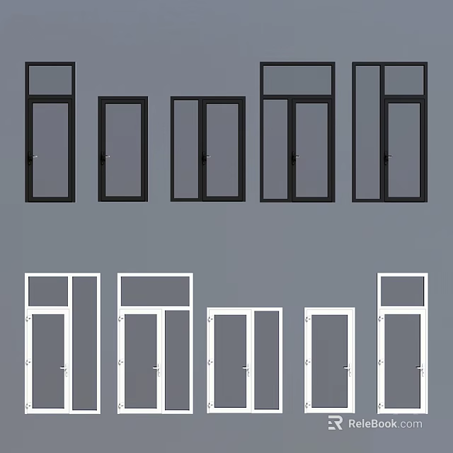 Casement Windows Various Styles In Black And White With Single Double Panel Designs 3d model