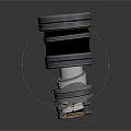 3D Rendered Mechanical Equipment Component with Stacked Black Rings and Silver Central Shaft