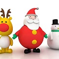 Cute Christmas Themed Decorative Ornament Set With Reindeer Santa Claus And Snowman For Holiday Decoration