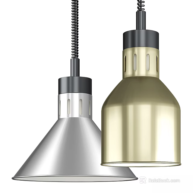 Modern Kitchen Pendant Lights With Silver And Gold Metallic Hanging Design 3d model 