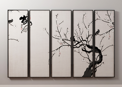 New Chinese Plant Painting Hanging Paintings 3d model