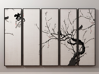 New Chinese Plant Painting Hanging Paintings 3d model