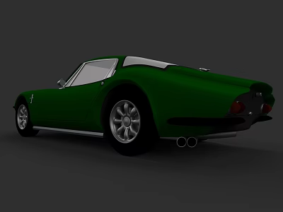 Green Two Door Vintage Sports Car With Streamlined Body And Silver Wheels 3d model