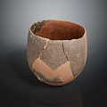 Antique Earthenware Bowl With Visible Cracks And Restored Fragments