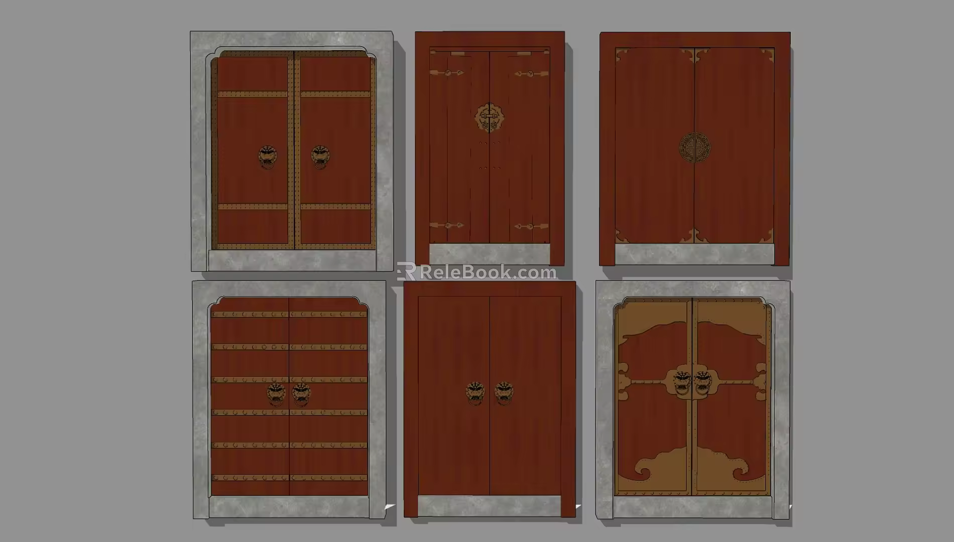 New Chinese Style Gate Solid Wood Gate 3d model