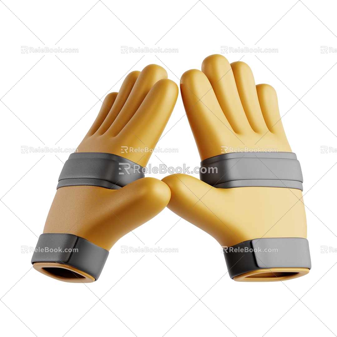 Modern Fire Gloves Fire Equipment Cartoon Fire Gloves 3d model