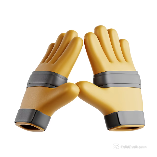 Yellow Work Gloves With Gray Straps And Protective Design For Industrial Use 3d model 