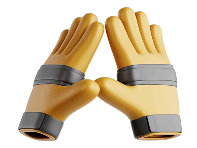 Yellow Work Gloves With Gray Straps And Protective Design For Industrial Use 3d model
